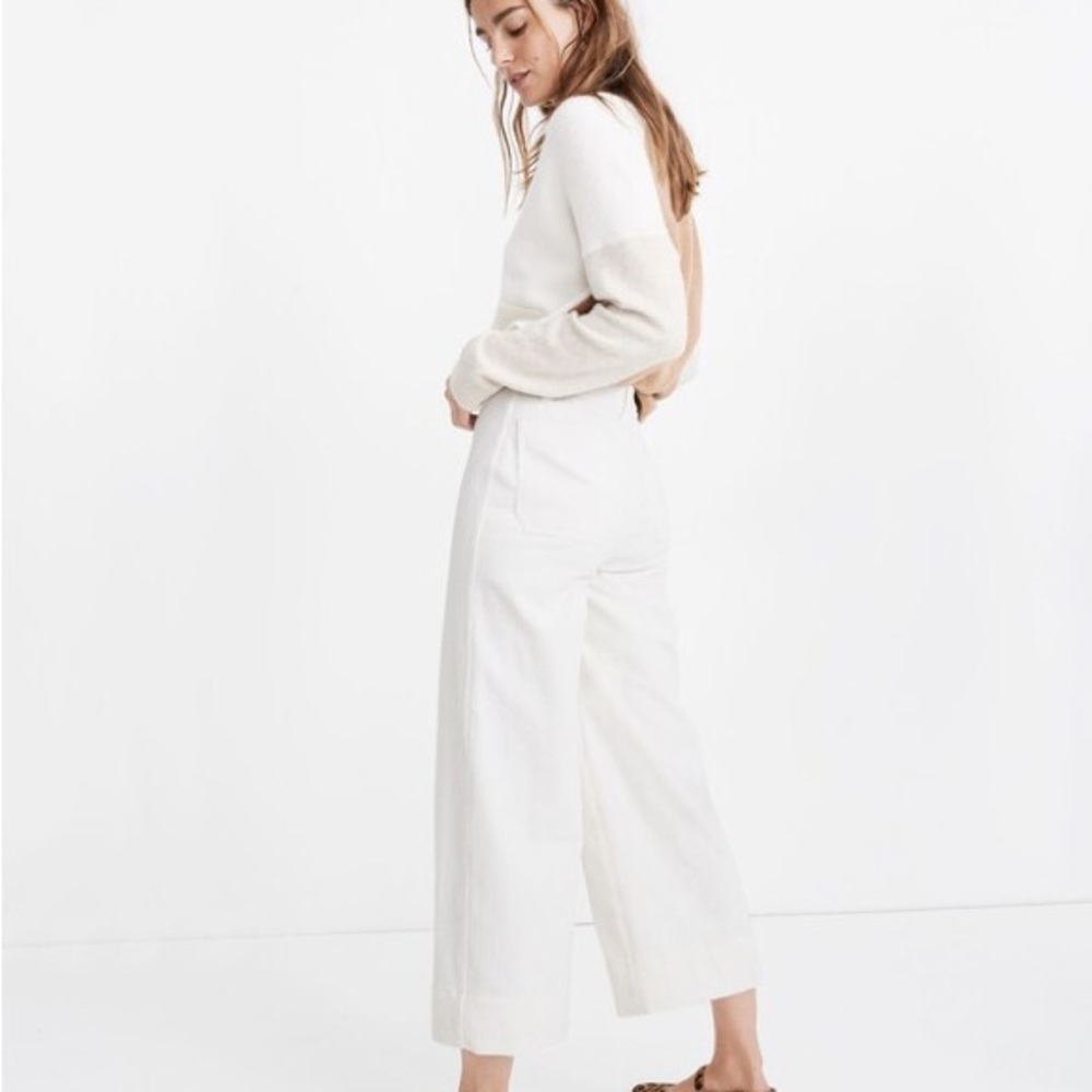 Madewell Emmet Wide Leg Crop White Pants Corduroy size 27
